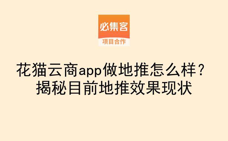 花猫云商app做地推怎么样？揭秘目前地推效果现状-云推网创项目库