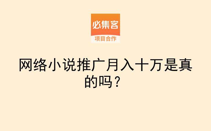网络小说推广月入十万是真的吗？-云推网创项目库