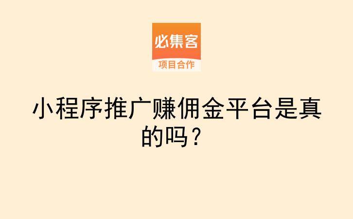 小程序推广赚佣金平台是真的吗？-云推网创项目库