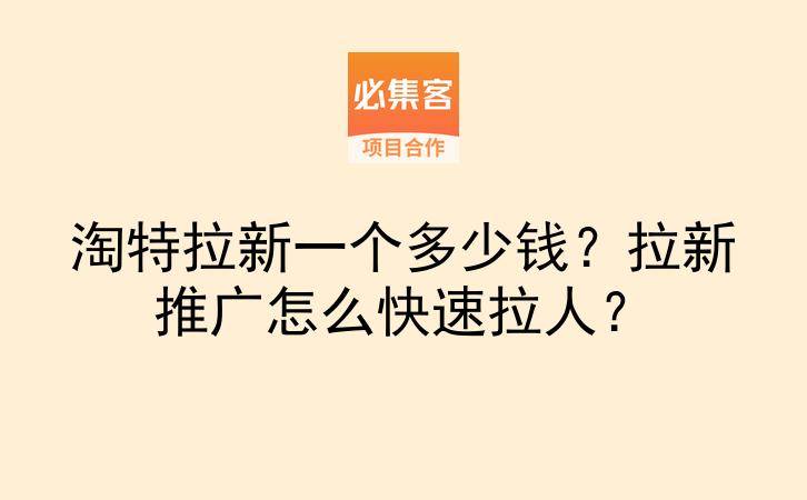 淘特拉新一个多少钱？拉新推广怎么快速拉人？-云推网创项目库