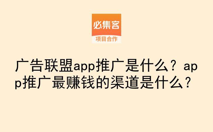 广告联盟app推广是什么？app推广最赚钱的渠道是什么？-云推网创项目库