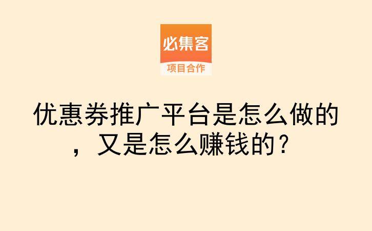 优惠券推广平台是怎么做的,又是怎么赚钱的?-云推网创项目库