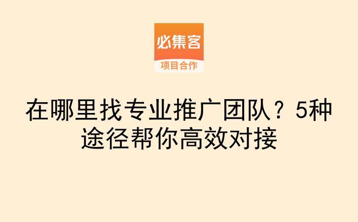 在哪里找专业推广团队?5种途径帮你高效对接-云推网创项目库