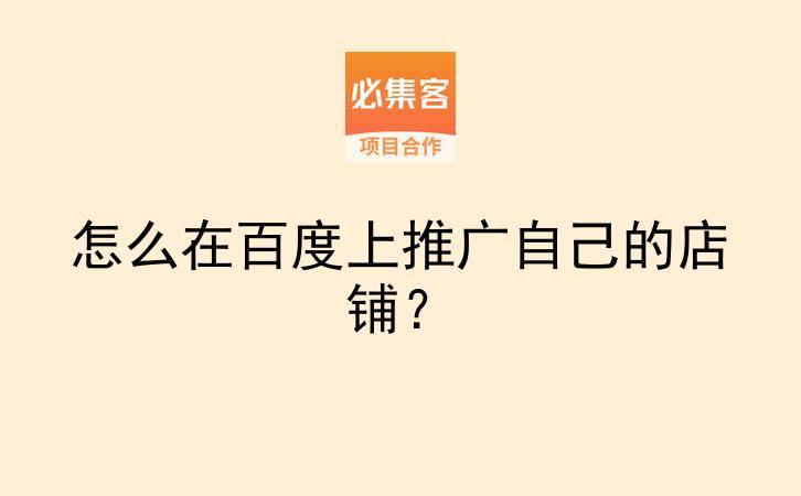 怎么在百度上推广自己的店铺?-云推网创项目库