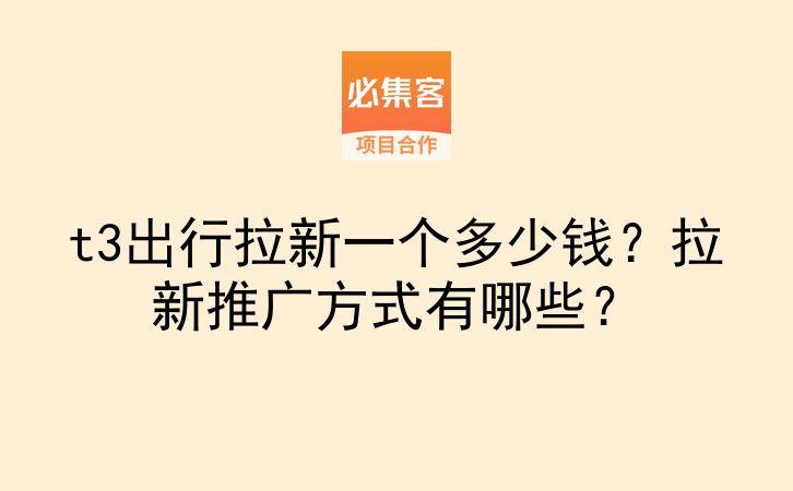 t3出行拉新一个多少钱?拉新推广方式有哪些?-云推网创项目库