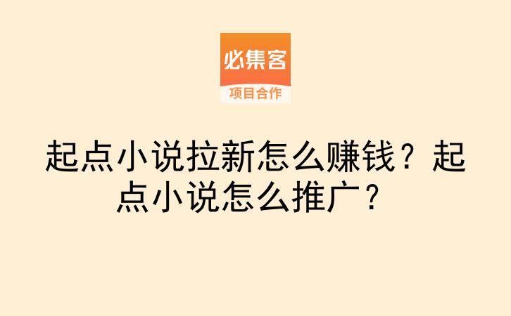 起点小说拉新怎么赚钱?起点小说怎么推广?-云推网创项目库