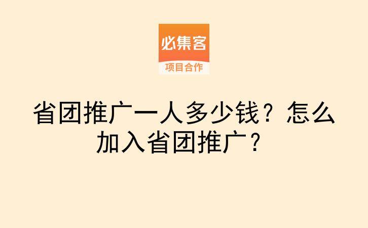 省团推广一人多少钱?怎么加入省团推广?-云推网创项目库