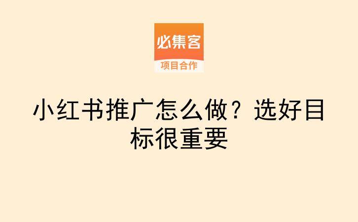 小红书推广怎么做？选好目标很重要-云推网创项目库