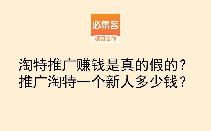 淘特推广赚钱是真的假的？推广淘特一个新人多少钱？-云推网创项目库