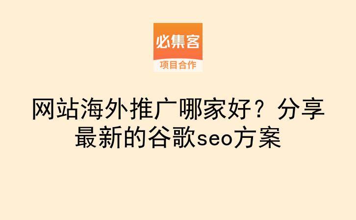 网站海外推广哪家好?分享最新的谷歌seo方案-云推网创项目库