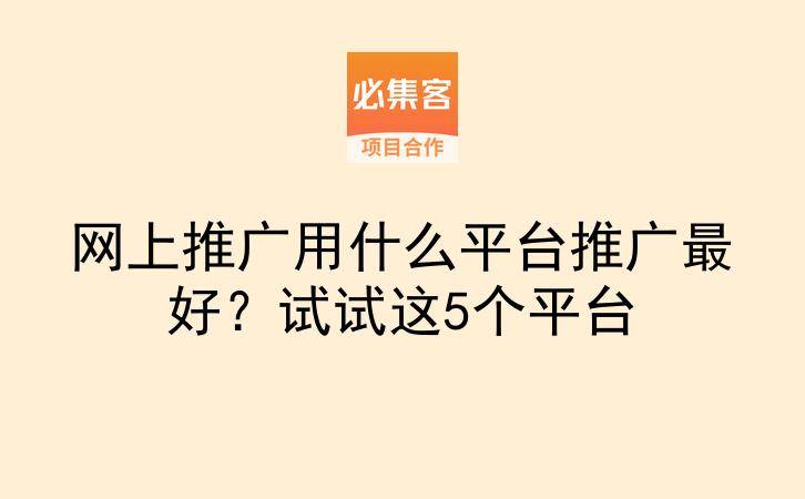 网上推广用什么平台推广最好?试试这5个平台-云推网创项目库