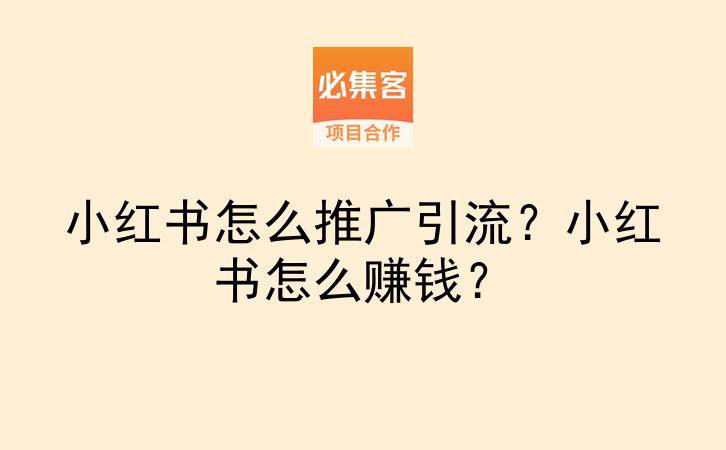 小红书怎么推广引流?小红书怎么赚钱?-云推网创项目库