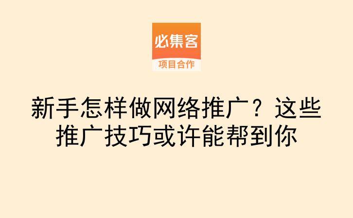 新手怎样做网络推广？这些推广技巧或许能帮到你-云推网创项目库