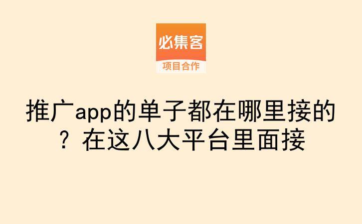 推广app的单子都在哪里接的？在这八大平台里面接-云推网创项目库