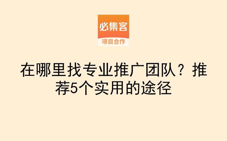在哪里找专业推广团队？推荐5个实用的途径-云推网创项目库