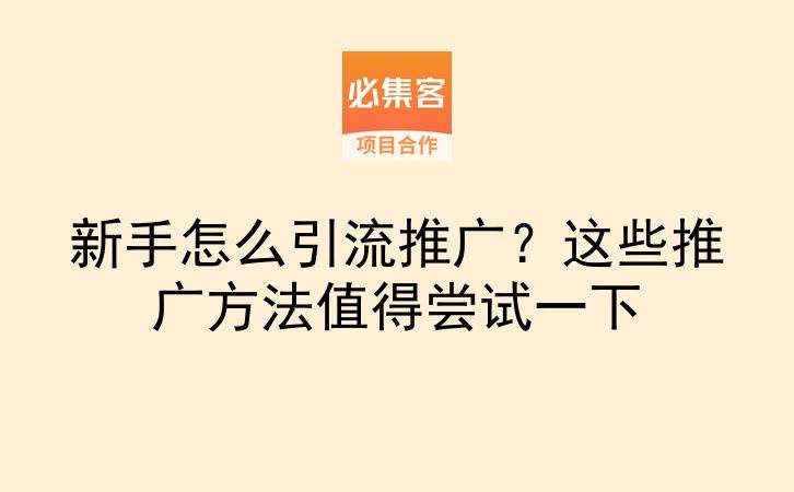 新手怎么引流推广？这些推广方法值得尝试一下-云推网创项目库