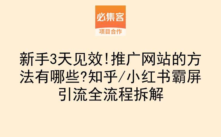 新手3天见效!推广网站的方法有哪些?知乎/小红书霸屏引流全流程拆解-云推网创项目库