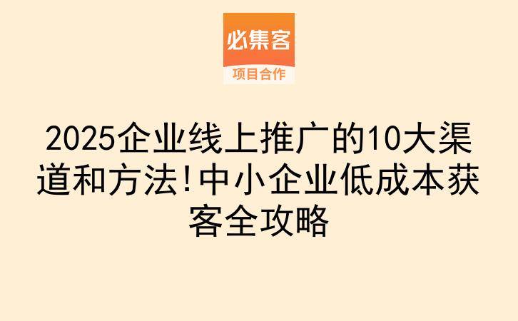 2025企业线上推广的10大渠道和方法!中小企业低成本获客全攻略-云推网创项目库