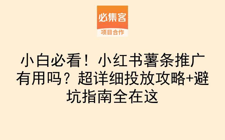 小白必看!小红书薯条推广有用吗?超详细投放攻略+避坑指南全在这-云推网创项目库