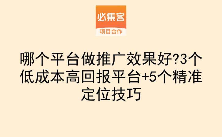 哪个平台做推广效果好?3个低成本高回报平台+5个精准定位技巧-云推网创项目库