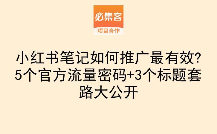 小红书笔记如何推广最有效?5个官方流量密码+3个标题套路大公开-云推网创项目库