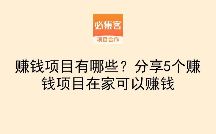 赚钱项目有哪些?分享5个赚钱项目在家可以赚钱-云推网创项目库