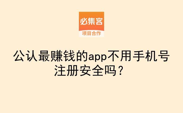公认最赚钱的app不用手机号注册安全吗？-云推网创项目库