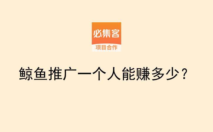 鲸鱼推广一个人能赚多少？-云推网创项目库