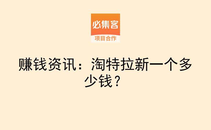 赚钱资讯：淘特拉新一个多少钱？-云推网创项目库