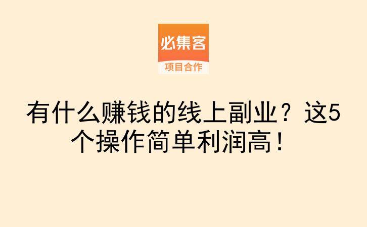 有什么赚钱的线上副业?这5个操作简单利润高!-云推网创项目库