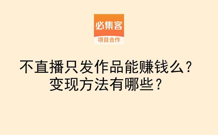 不直播只发作品能赚钱么？变现方法有哪些？-云推网创项目库