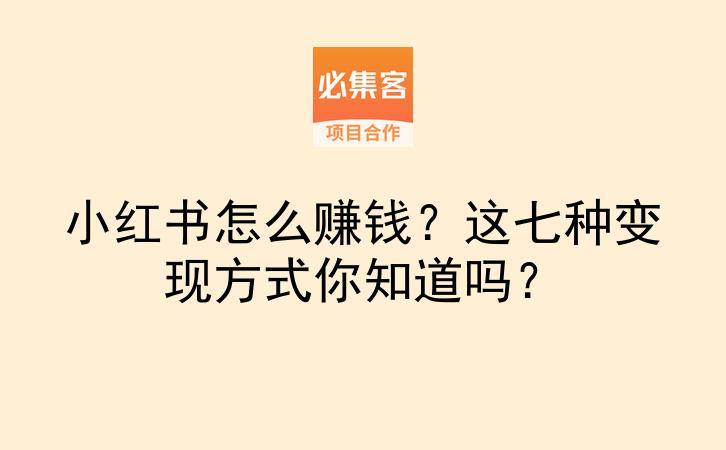 小红书怎么赚钱？这七种变现方式你知道吗？-云推网创项目库