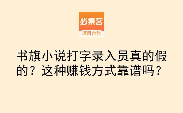 书旗小说打字录入员真的假的?这种赚钱方式靠谱吗?-云推网创项目库
