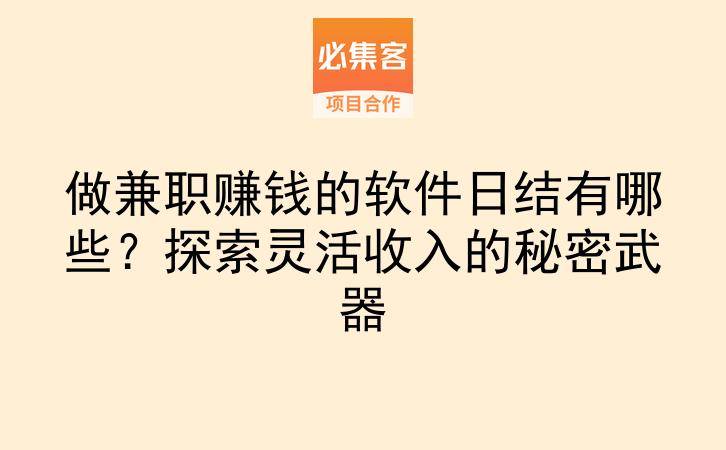 做兼职赚钱的软件日结有哪些?探索灵活收入的秘密武器-云推网创项目库
