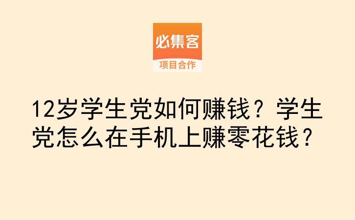 12岁学生党如何赚钱？学生党怎么在手机上赚零花钱？-云推网创项目库