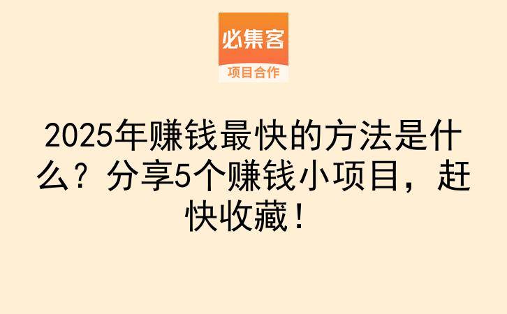 2025年赚钱最快的方法是什么?分享5个赚钱小项目,赶快收藏!-云推网创项目库