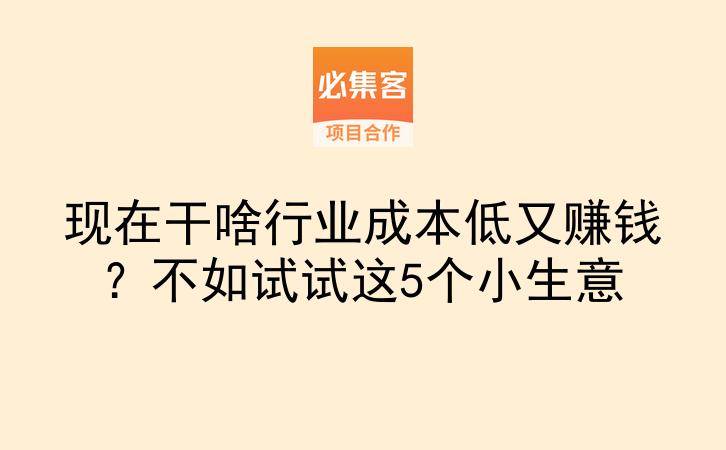 现在干啥行业成本低又赚钱?不如试试这5个小生意-云推网创项目库