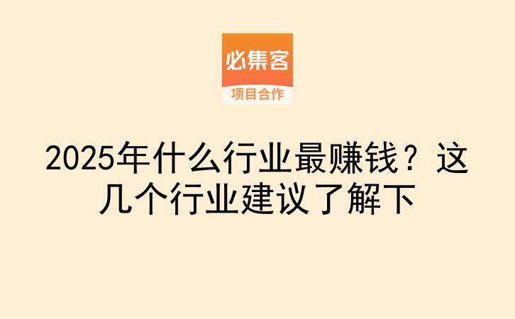 2025年什么行业最赚钱？这几个行业建议了解下-云推网创项目库