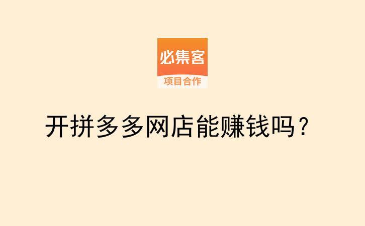 开拼多多网店能赚钱吗?-云推网创项目库