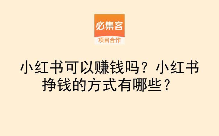 小红书可以赚钱吗?小红书挣钱的方式有哪些?-云推网创项目库