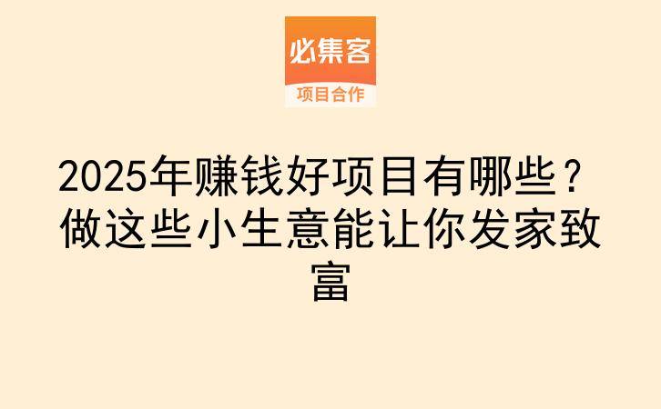 2025年赚钱好项目有哪些?做这些小生意能让你发家致富-云推网创项目库