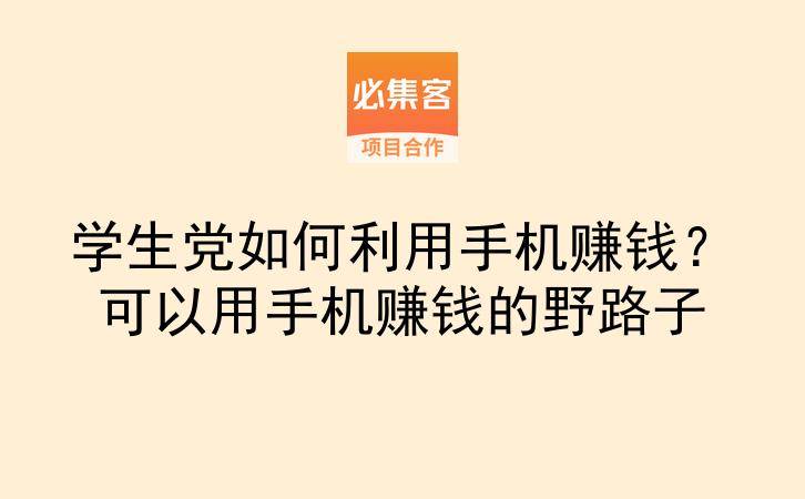 学生党如何利用手机赚钱?可以用手机赚钱的野路子-云推网创项目库