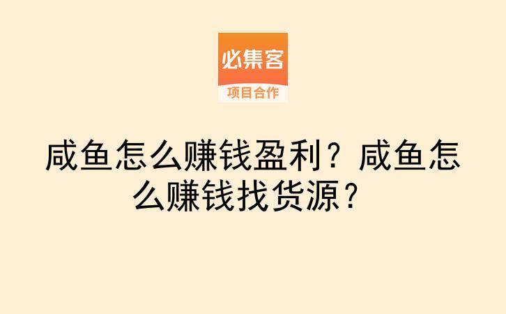 咸鱼怎么赚钱盈利?咸鱼怎么赚钱找货源?-云推网创项目库