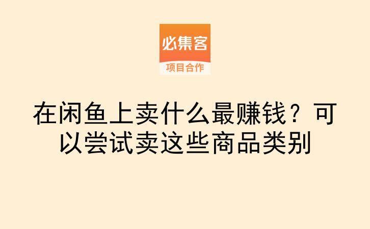 在闲鱼上卖什么最赚钱?可以尝试卖这些商品类别-云推网创项目库