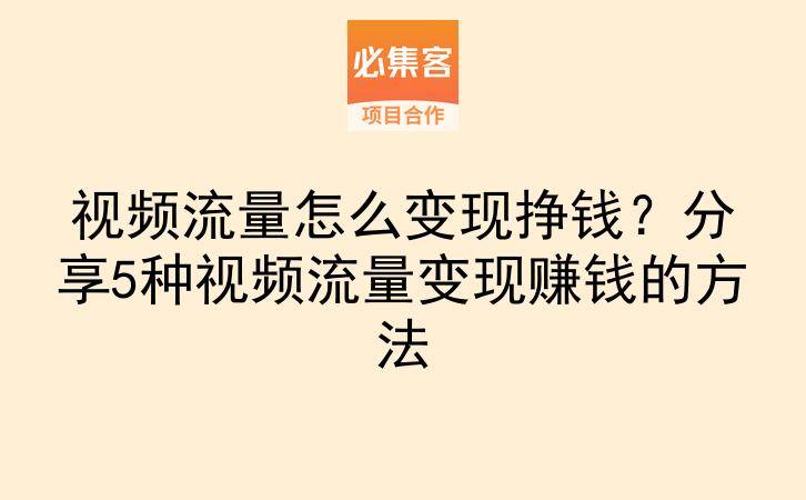 视频流量怎么变现挣钱？分享5种视频流量变现赚钱的方法-云推网创项目库