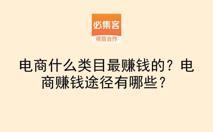 电商什么类目最赚钱的？电商赚钱途径有哪些？-云推网创项目库