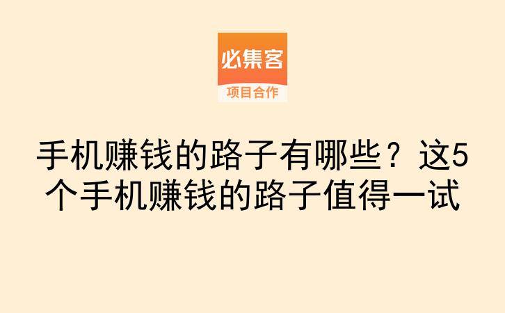 手机赚钱的路子有哪些？这5个手机赚钱的路子值得一试-云推网创项目库