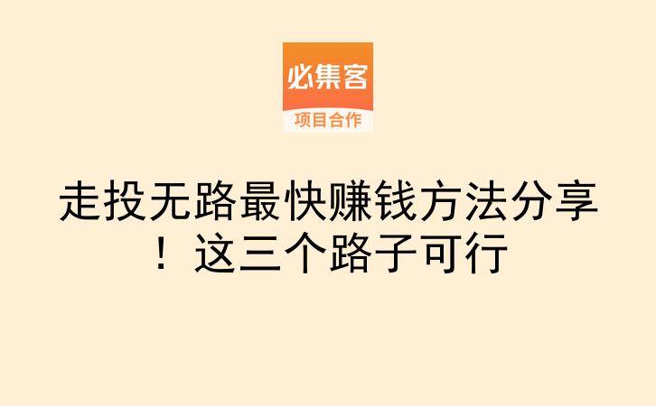 走投无路最快赚钱方法分享！这三个路子可行-云推网创项目库