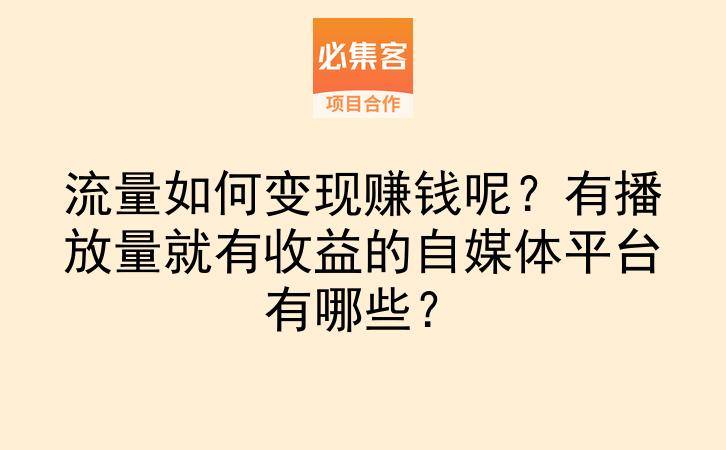流量如何变现赚钱呢？有播放量就有收益的自媒体平台有哪些？-云推网创项目库