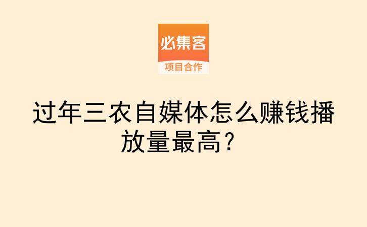 过年三农自媒体怎么赚钱播放量最高？-云推网创项目库